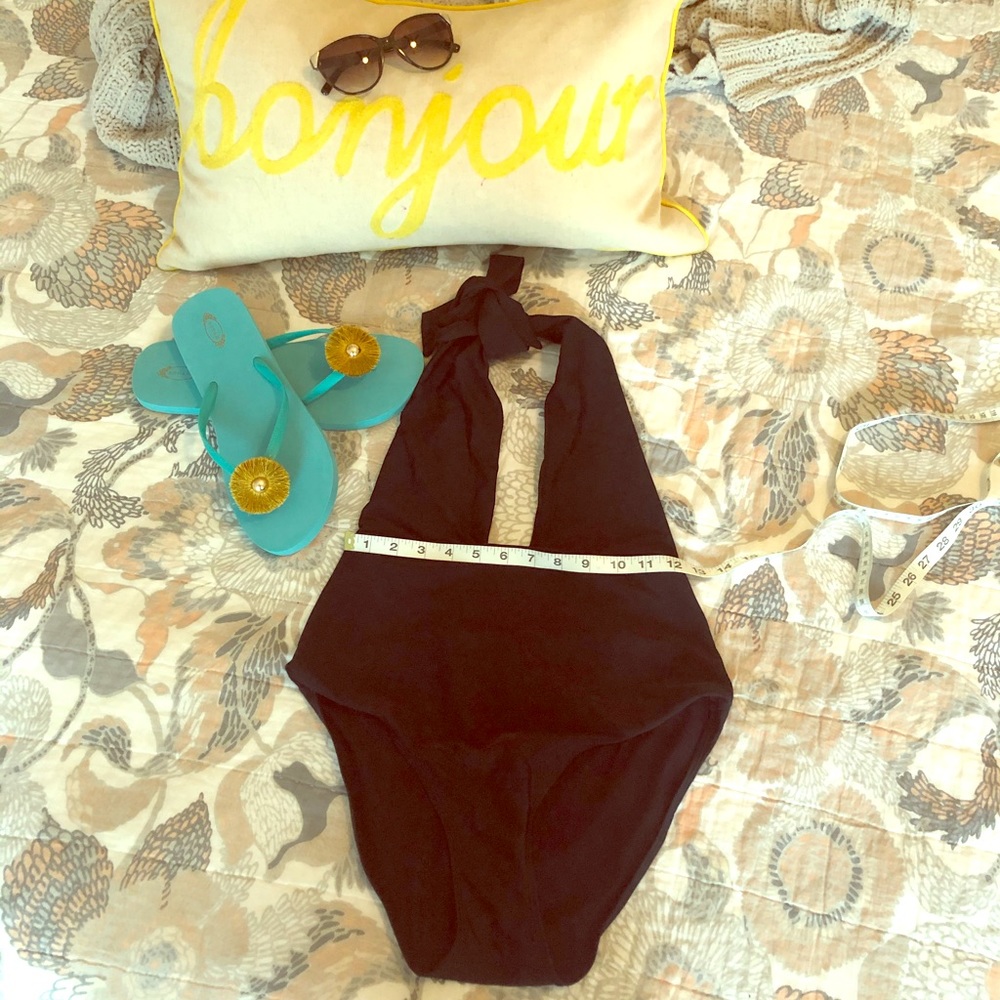 Aerie black plunging neckline one-piece